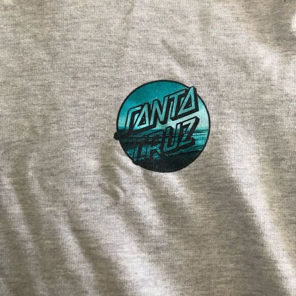 Santa Cruz Original Surf Skate Gray Sweatshirt Hoodie Mens Size Small Blue Logo - Picture 4 of 9